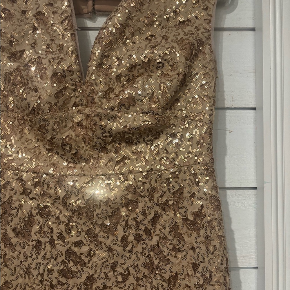 BCBGMaxAzria Gold Sequin Mini Dress in size 8 - Picture 13 of 15